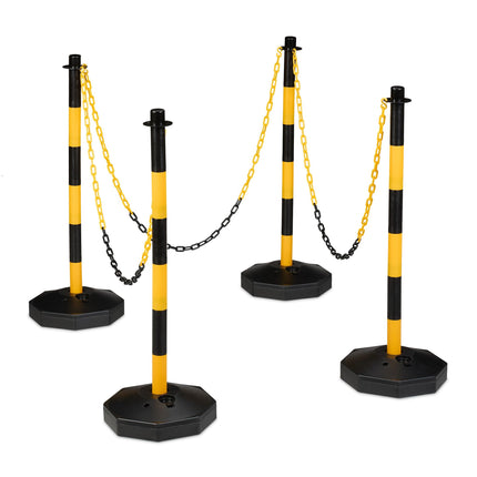 Absperrpfosten mit Kette, 4er Set