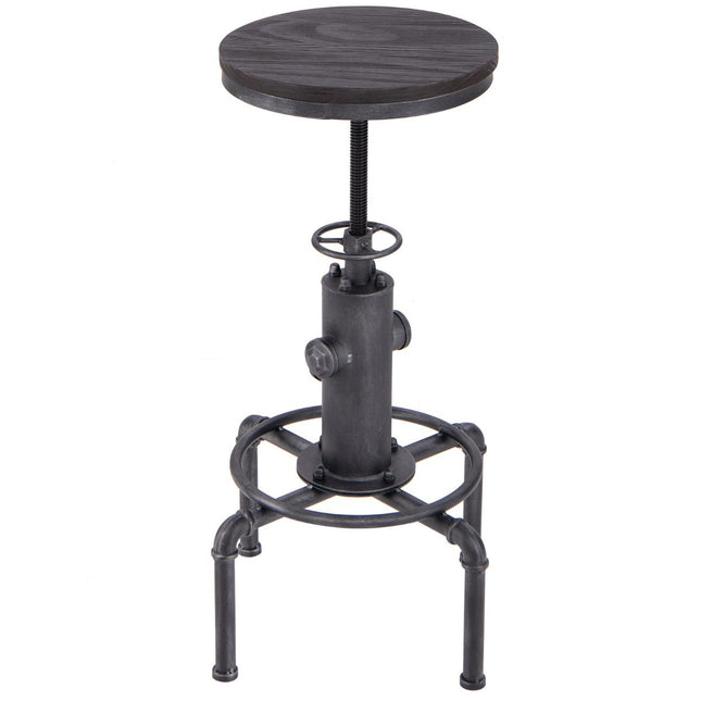 Tabouret de bar réglable en hauteur 59,5-75 cm, chaise de bar en bois et métal