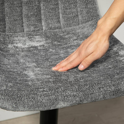 Lot de 2 tabourets de bar, chaise de bar rembourrée avec dossier, structure en acier, aspect chenille, chaises de cuisine réglables en hauteur avec repose-pieds, rotatifs à 360°, tabouret de comptoir pour cuisine, salon, gris foncé