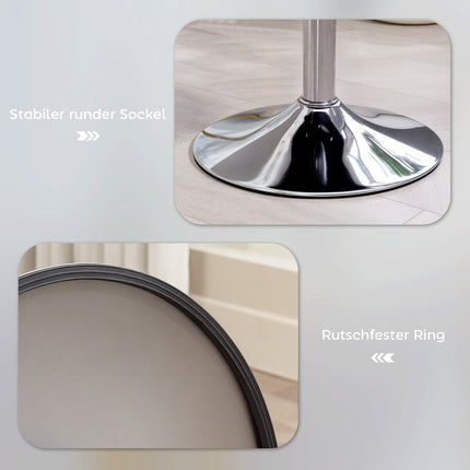 Barhocker, gepolsterter Barstuhl mit Metallgestell, Kord-Optik, höhenverstellbar, 360° drehbar, weiß