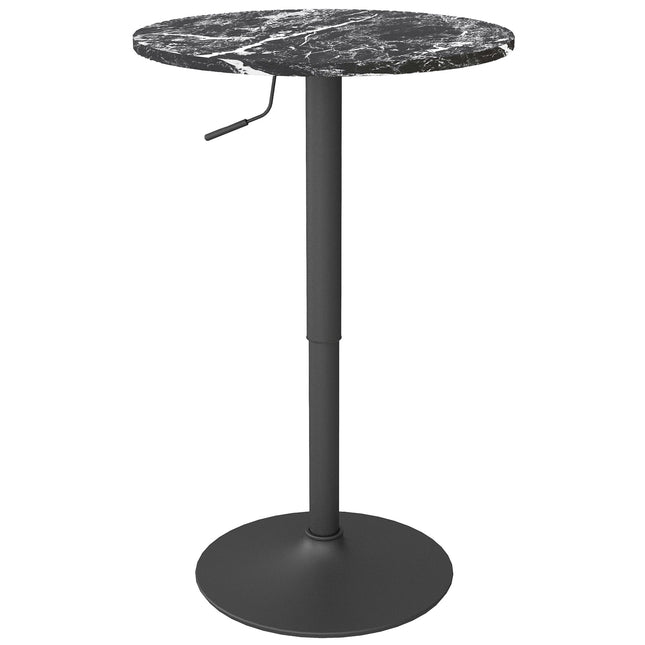 Runder schwarzer Esstisch, Marmoroptik – verstellbar Ø60 x 68-93,5 cm