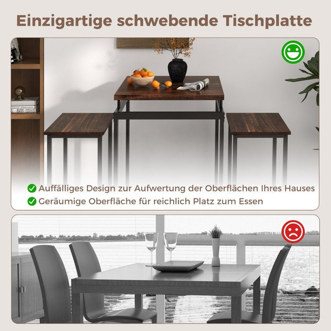 Table de bar avec tabouret de bar, table de cuisine à hauteur de comptoir, table à manger avec 2 chaises marron rustique