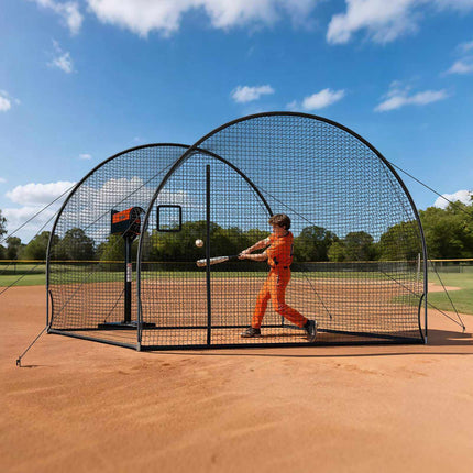 Baseball Batting Cage Net, 12 x 10.2 x 7.6 ft, Pitching Opening