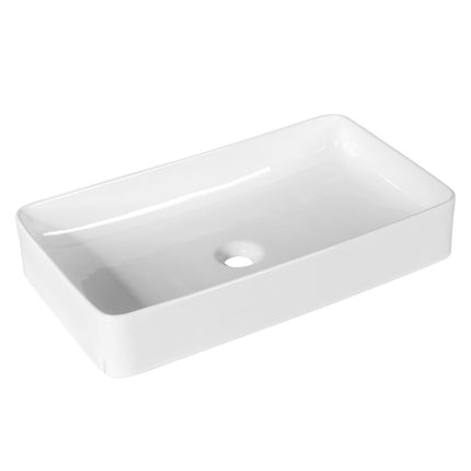 Vasque en porcelaine, vasque d'art, vasque en céramique avec vidage automatique, 60 x 35 x 11 cm, blanc