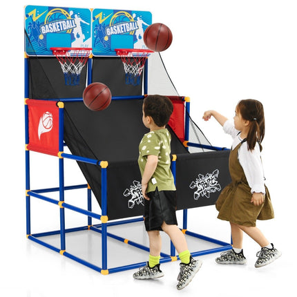 Jeu d'arcade de basket-ball pour enfants, support de basket-ball avec 2 paniers, 90 x 90 x 140 cm
