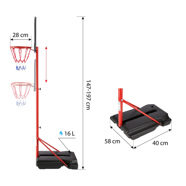 Panier de basket-ball, hauteur réglable, usage intérieur/extérieur