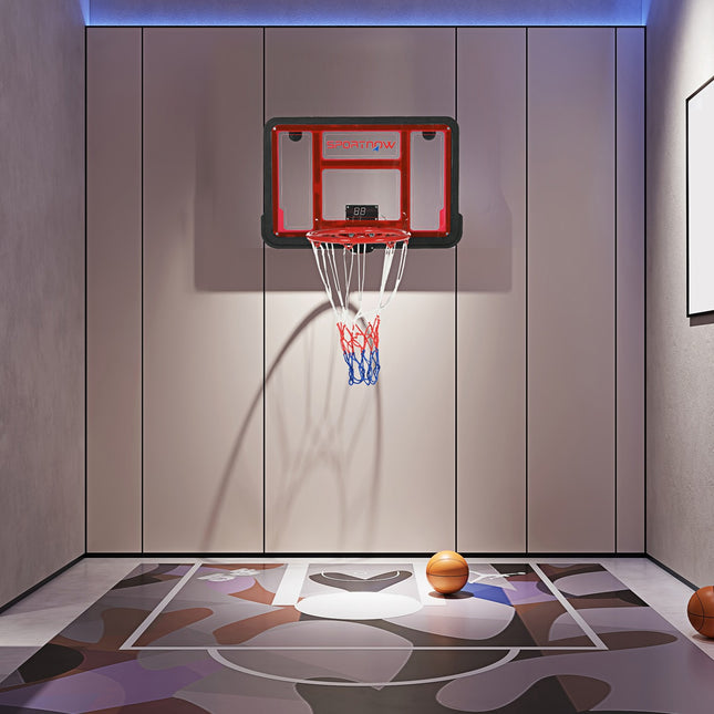 Panier De Basket, Panneau De Basket Avec Panier, Tableau D'Affichage Électronique, Anneau De Basket Pour Montage Mural, Y Compris Basket-Ball, Pompe À Ballon