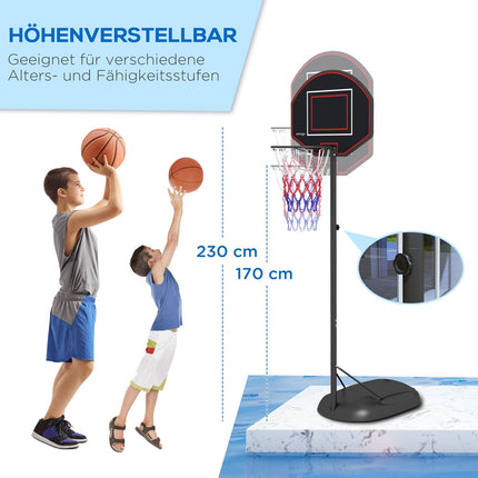 Adjustable stand for basketball hoop, 221-282 cm, crack-proof backboard