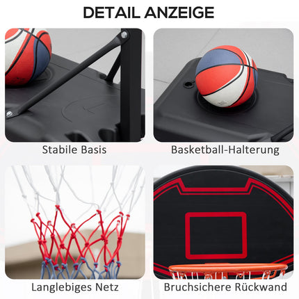 Verstellbarer Basketballkorb für draußen mit Rollen, 195-250 cm