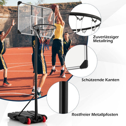 Panier de basket extérieur support de basket 176-206 cm système de cerceau mobile réglable en hauteur avec paroi arrière noir
