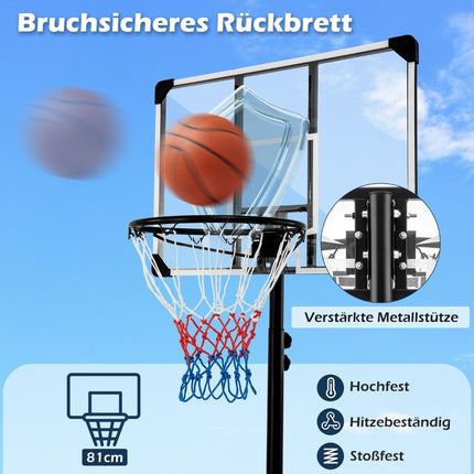Panier de basket extérieur support de basket 176-206 cm système de cerceau mobile réglable en hauteur avec paroi arrière noir