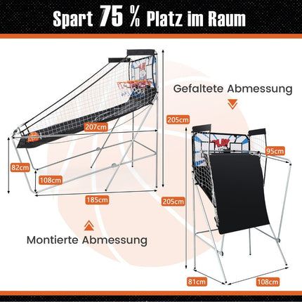 Basketballautomat klappbar Basketball Arcade Spiel mit 2 Körben weiß