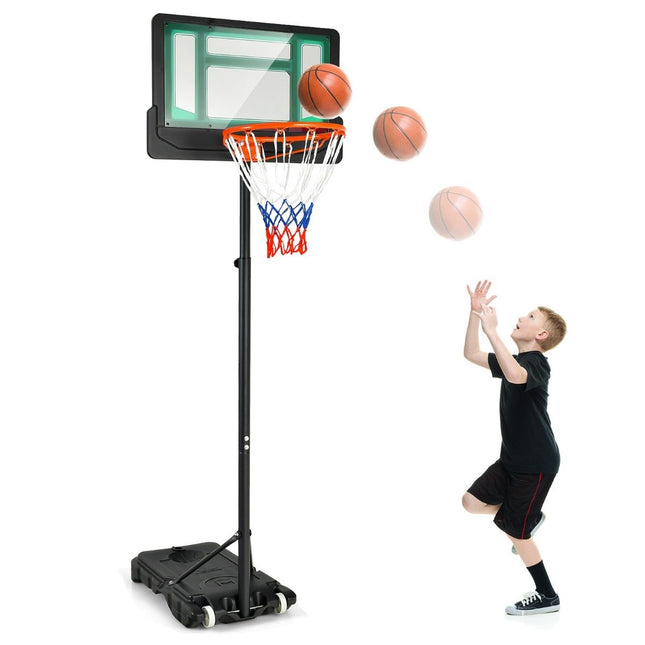 Support de basket-ball 90/158-210 cm, panier de basket réglable en hauteur avec support, résistant aux intempéries, intérieur et extérieur, vert