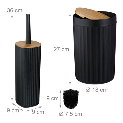 Ensemble d'accessoires de salle de bain, 6 pièces, en plastique et bambou