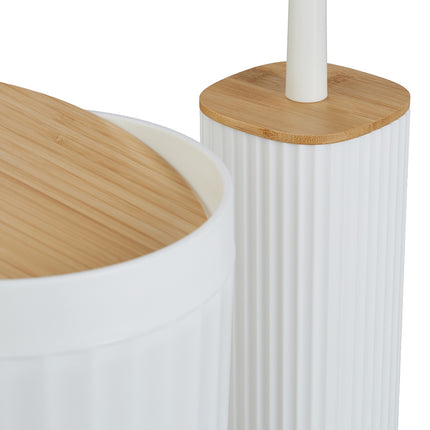 Bad-Accessoires-Set, Kunststoff & Bambus, 6-teilig