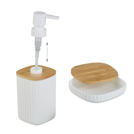 Bad-Accessoires-Set, Kunststoff & Bambus, 6-teilig