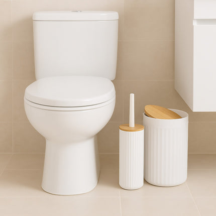 Bad-Accessoires-Set, Kunststoff & Bambus, 6-teilig