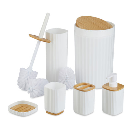 Bad-Accessoires-Set, Kunststoff & Bambus, 6-teilig