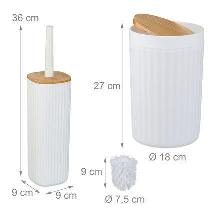Bad-Accessoires-Set, Kunststoff & Bambus, 6-teilig