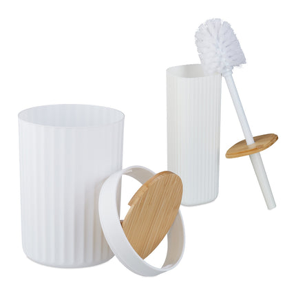 Bad-Accessoires-Set, Kunststoff & Bambus, 6-teilig