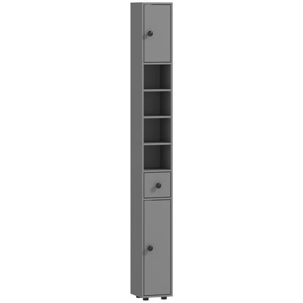 Badezimmerschrank, 4 Ablagen, Schublade, Spanplatte, Grau