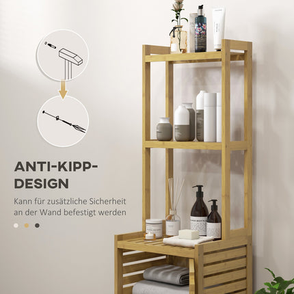 Bambus Badschrank mit 3 Fächern, Kippschutz