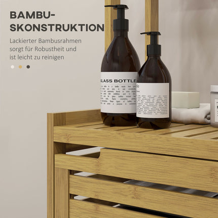Bambus Badschrank mit 3 Fächern, Kippschutz