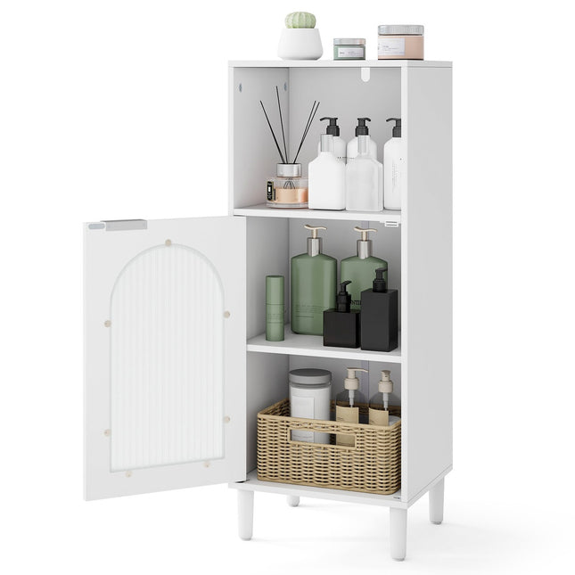 Badezimmerschrank mit verstellbarem Regal und Glastür, Weiß