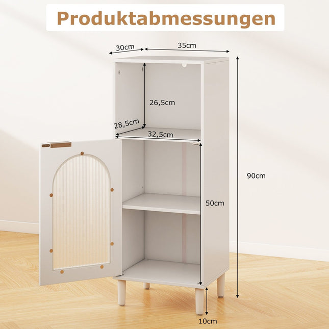 Badezimmerschrank mit verstellbarem Regal und Glastür, Weiß