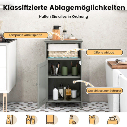 Meuble de salle de bain avec étagère réglable, MDF gris