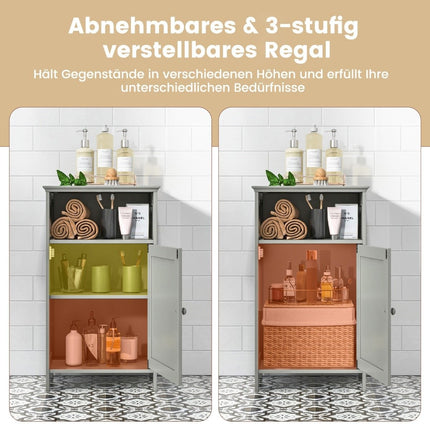 Meuble de salle de bain avec étagère réglable, MDF gris