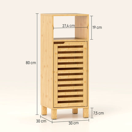 Meuble de salle de bain avec étagère ouverte, bambou, 30 x 30 cm
