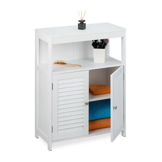 Badezimmerschrank mit Lamellentüren, Weiß