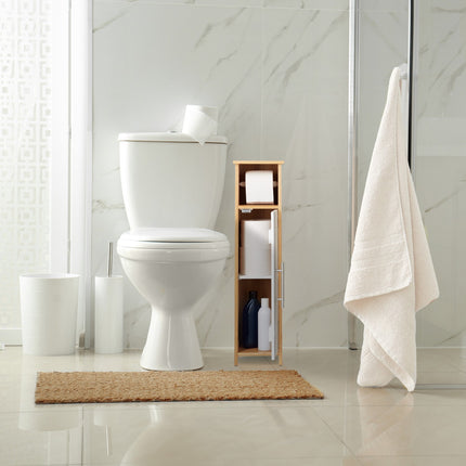 Meuble de salle de bain avec rangement et porte-rouleau de papier toilette