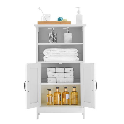 Bathroom Floor Cabinet, 4-Tier, 2 Doors, Adjustable Shelf