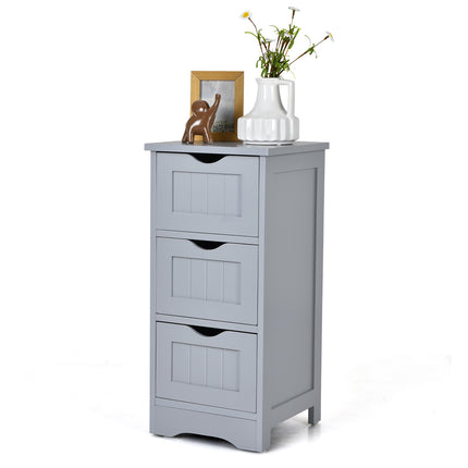 Badezimmer-Bodenschrank, schmal, 3 Schubladen, MDF, Weiß