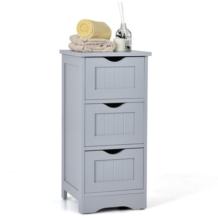 Badezimmer-Bodenschrank, schmal, 3 Schubladen, MDF, Weiß