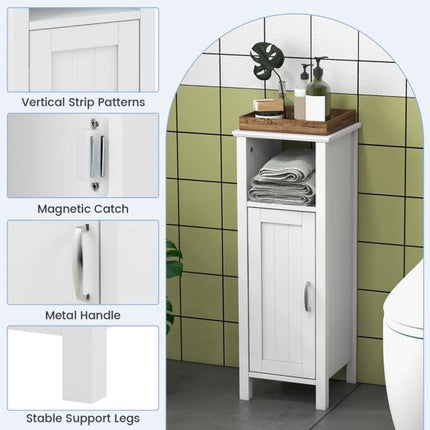 Armoire de rangement au sol pour salle de bain, porte simple, étagère réglable