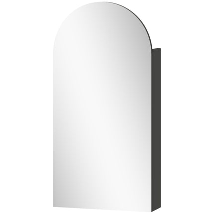 Armoire de toilette avec miroir, sans cadre, en forme d'arche, étagères réglables, noire