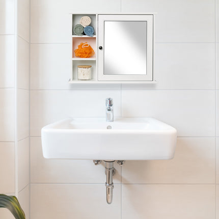 Badezimmerspiegelschrank, Weiß, 5 Einlegeböden
