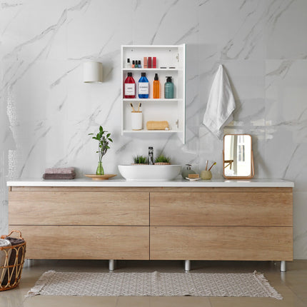 Armoire de toilette avec miroir et étagère réglable