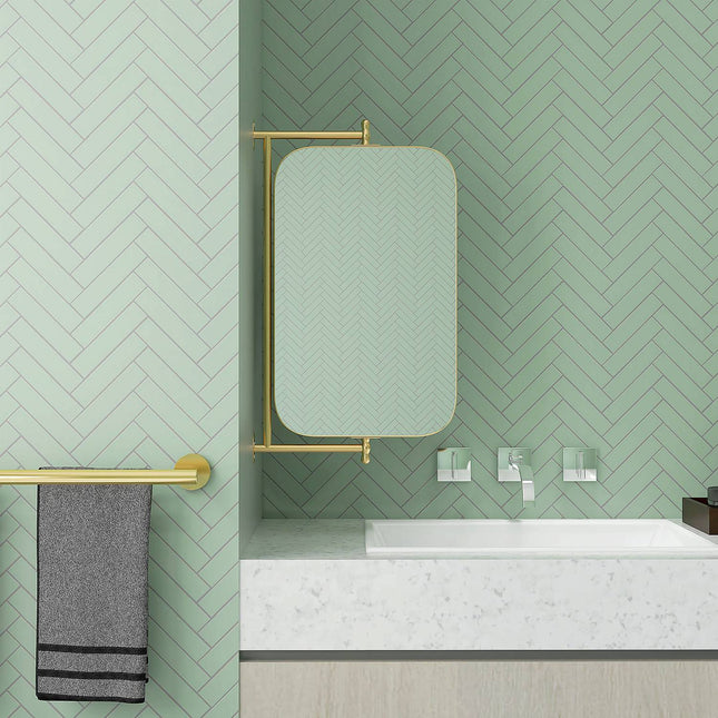 Schwenkbarer Badezimmerspiegel mit Ablage, 40x66cm, Goldrahmen