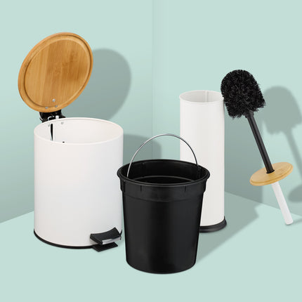 Bad-Set mit Mülleimer & WC-Bürste, 5 l Fassungsvermögen