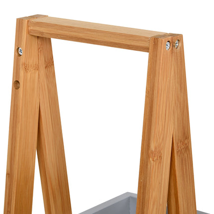 Bambus 3-stufiges Leiterregal für Badezimmer, grau, 30x18x81cm