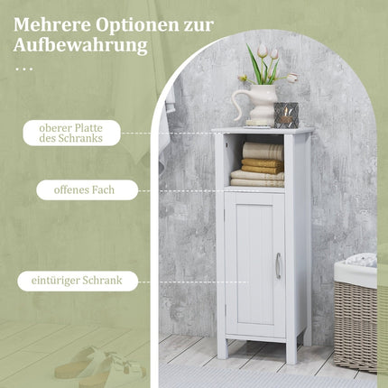 Meuble de rangement pour salle de bain, MDF blanc, étagères réglables