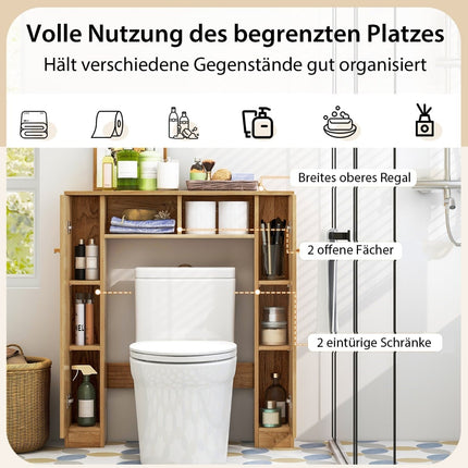 Badezimmerschrank mit verstellbaren Einlegeböden, Natur