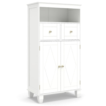 Meuble de rangement de salle de bain avec étagères réglables, blanc
