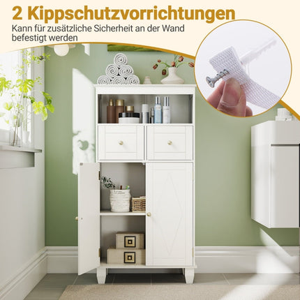 Meuble de rangement de salle de bain avec étagères réglables, blanc