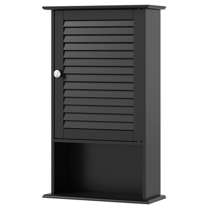 Armoire murale de salle de bain, étagères réglables, MDF noir