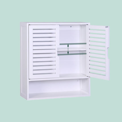 Badezimmerschrank, Lamellentüren, Verstellbarer Einlegeboden
